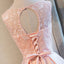 Scoop Neckline Peach Lace Cute Homecoming Prom Dresses, Affordable Short Party Prom Dresses, Perfect Homecoming Dresses, CM311