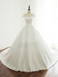 Scoop Neckline Simple Short Sleeve A Line Lace Wedding Bridal Dresses, Custom Made Wedding Dresses, Affordable Wedding Bridal Gowns, WD233