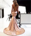 Sexy Backless Rose Gold Mermaid Long Evening Prom Dresses, Cheap Custom Party Prom Dresses, 18571