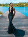 Sexy Black Mermaid Deep V-neck Maxi Long Prom Dresses,Evening Dresses,12914