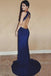 Sexy Cheap Backless Side Slit Royal Blue Mermaid Long Evening Prom Dresses, 17390