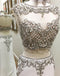 Sexy Two Pieces Mermaid White Heavily Beaded Long Evening Prom Dresses, Popular Cheap Long Party Prom Dresses, 17251