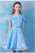 Short Sleeves Blue Lace Cheap Homecoming Dresses Online, Cheap Short Prom Dresses, CM777