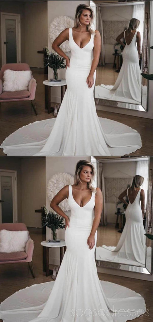Simple Backless Sexy Cheap Mermaid Wedding Dresses Online, Cheap Bridal Dresses, WD481