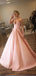 Simple Blush Pink A-line Sweetheart V-neck Long Prom Dresses Online,12485