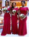 Simple Hot Pink Mismatched Mermaid Long Cheap Bridesmaid Dresses Online, WG312