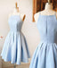 Simple Light Blue Spaghetti Straps Short Homecoming Dresses Under 100, CM387