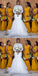 Simple Mermaid Yellow Straps Cheap Long Bridesmaid Dresses,WG1318