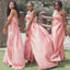 Simple Pink Mermaid One Shoulder Cheap Long Bridesmaid Dresses,WG1333