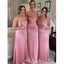 Simple Pink Mermaid Spaghetti Straps Cheap Long Bridesmaid Dresses,WG1225