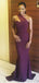Simple Purple Mermaid One Shoulder Cheap Long Bridesmaid Dresses,WG1126