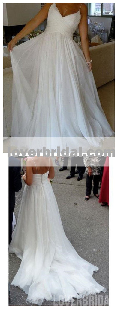 Spaghetti Straps A-line Cheap Simple Wedding Dresses Online, WD343