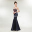 Spaghetti Straps Black Mermaid Long Evening Prom Dresses, Evening Party Prom Dresses, 12018