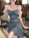 Sparkly Grey Spaghetti Straps Short Homecoming Dresses,Cheap Short Prom Dresses, CM876