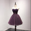 Strapless Purple Lace Homecoming Prom Dresses, Affordable Short Party Corset Back Prom Dresses, Perfect Homecoming Dresses, CM218