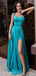 Straps Turquoise Side Slit Simple Long Evening Prom Dresses, Cheap Custom Sweet 16 Dresses, 18464