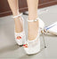 Super High Heels Fish Toe White Black Lace Sexy Wedding Bridal Shoes, S036