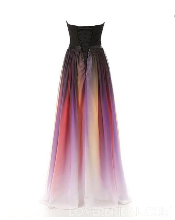 Sweetheart Chiffon Ombre Cheap Long Evening Prom Dresses,  Custom Sweet16 Dresses, 18404
