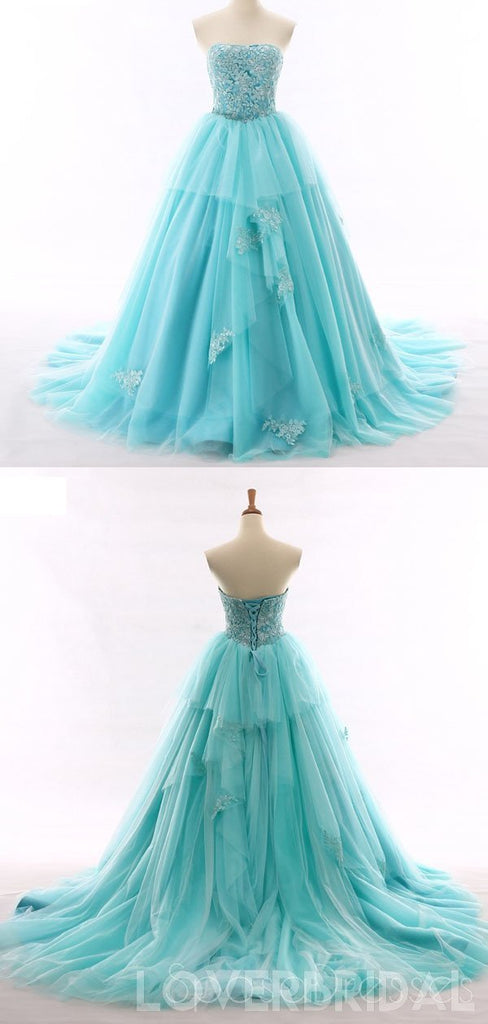 Tiffany Blue A-line Lace Cheap Long Evening Prom Dresses, Cheap Custom Sweet 16 Dresses, 18516