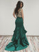 V Neck Emerald Green Mermaid Long Evening Prom Dresses, Cheap Sweet 16 Dresses, 18338
