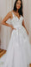 V Neck Lace A-line Cheap Wedding Dresses, Cheap Wedding Gown, WD703
