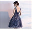V-Neck Navy Lace Cheap Homecoming Dresses Online, Cheap Short Prom Dresses, CM786