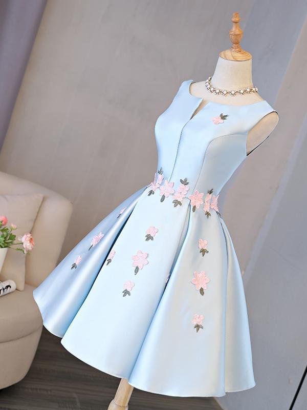 V Neck Simple Blue Cheap Short Homecoming Dresses Online, CM669