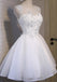 White Lace Open Back Sexy Homecoming Prom Dresses, Affordable Short Party Prom Dresses, Perfect Homecoming Dresses, CM281