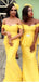 Yellow Mermaid Off Shoulder Cheap Long Bridesmaid Dresses Online,WG1227