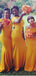 Yellow Mermaid Off Shoulder Cheap Long Bridesmaid Dresses,WG1157